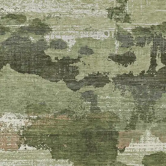 Olive Green And Green Abstract Washable Indoor Outdoor Area Rug Photo 2