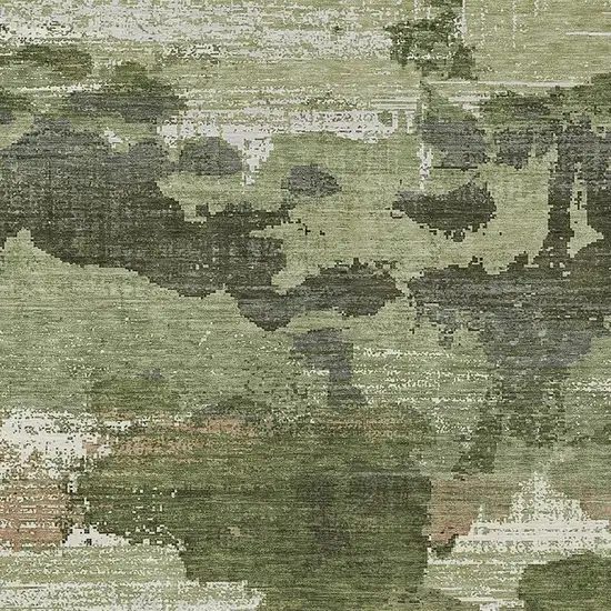 Olive Green And Green Abstract Washable Indoor Outdoor Area Rug Photo 2