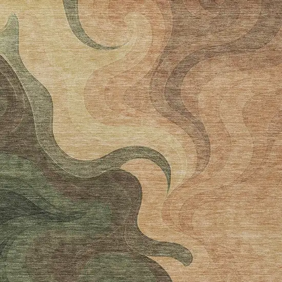 Olive Green And Green Abstract Washable Indoor Outdoor Area Rug Photo 2