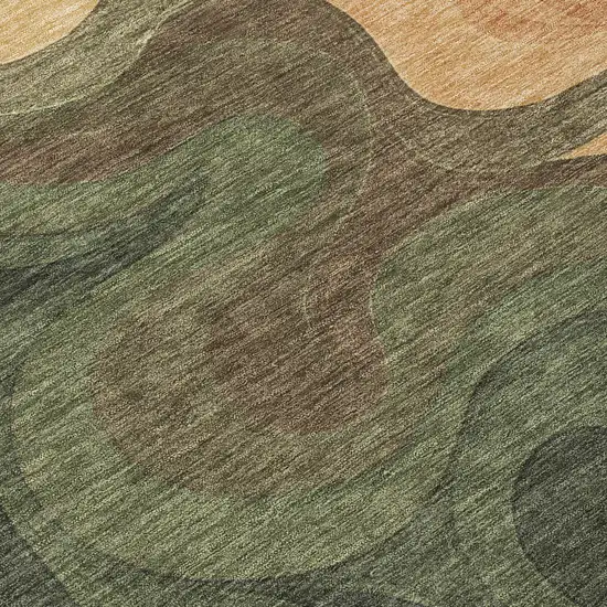 Olive Green And Green Abstract Washable Indoor Outdoor Area Rug Photo 9