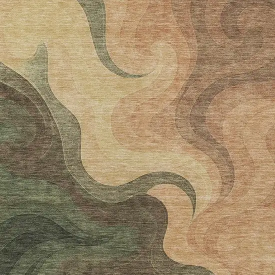 Olive Green And Green Abstract Washable Indoor Outdoor Area Rug Photo 2