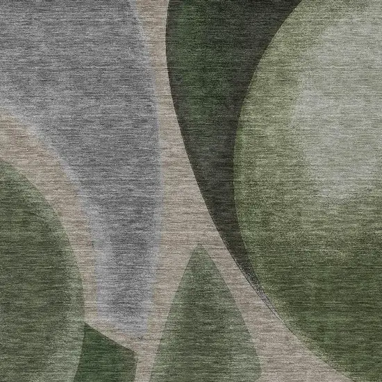 Olive Green And Green Abstract Washable Indoor Outdoor Area Rug Photo 2