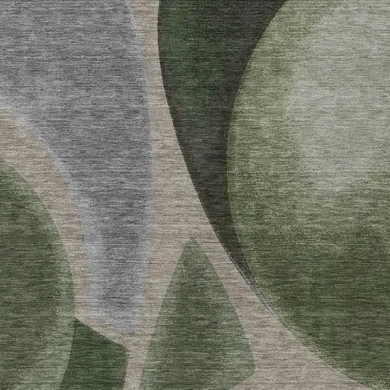Olive Green And Green Abstract Washable Indoor Outdoor Area Rug Photo 2