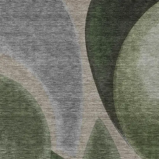 Olive Green And Green Abstract Washable Indoor Outdoor Area Rug Photo 2