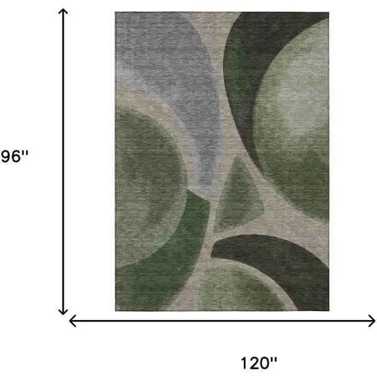 Olive Green And Green Abstract Washable Indoor Outdoor Area Rug Photo 6