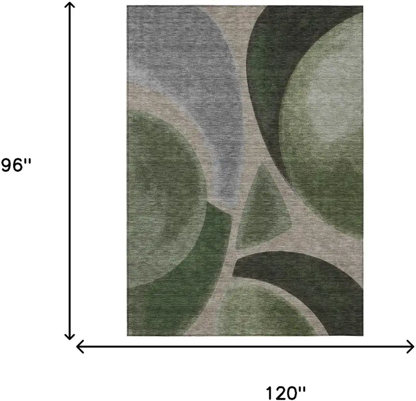 Olive Green And Green Abstract Washable Indoor Outdoor Area Rug Photo 6