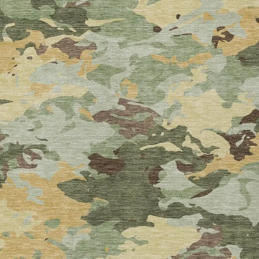 Olive Green And Green Abstract Washable Indoor Outdoor Area Rug Photo 3