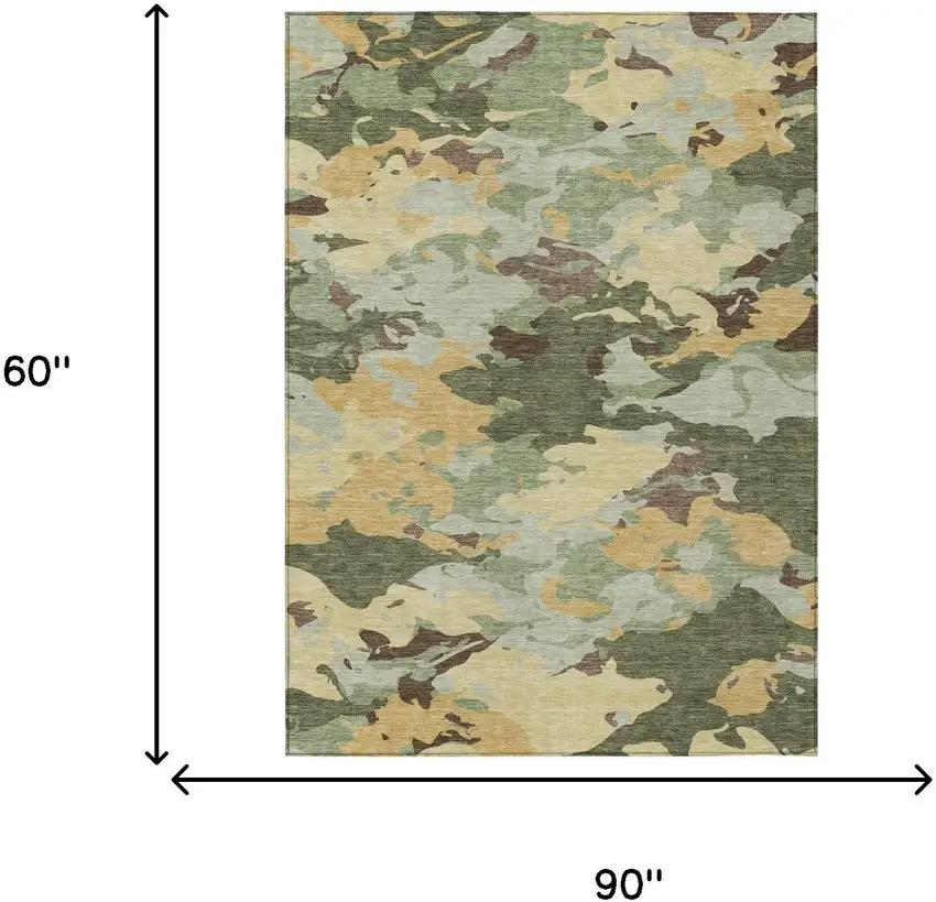 Olive Green And Green Abstract Washable Indoor Outdoor Area Rug Photo 7