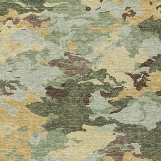 Olive Green And Green Abstract Washable Indoor Outdoor Area Rug Photo 3