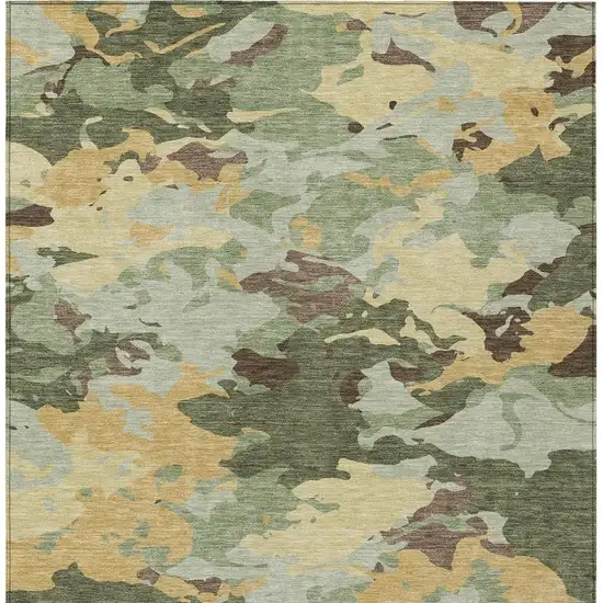 Olive Green And Green Abstract Washable Indoor Outdoor Area Rug Photo 4
