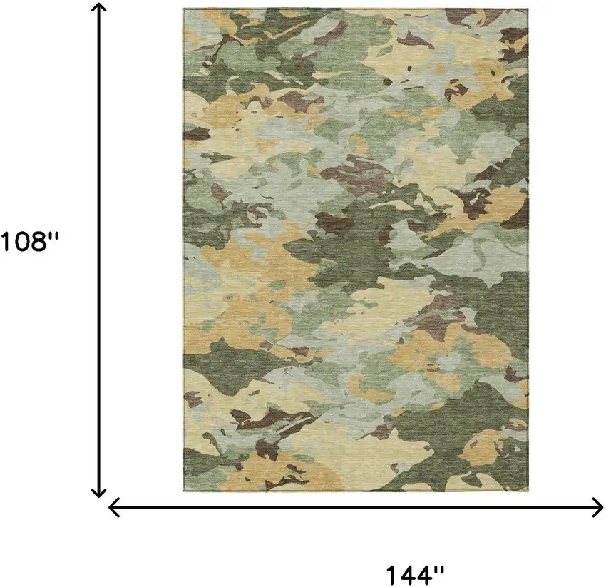 Olive Green And Green Abstract Washable Indoor Outdoor Area Rug Photo 7