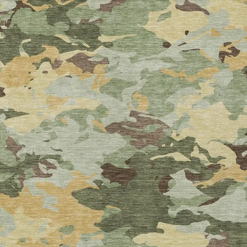 Olive Green And Green Abstract Washable Indoor Outdoor Area Rug Photo 3