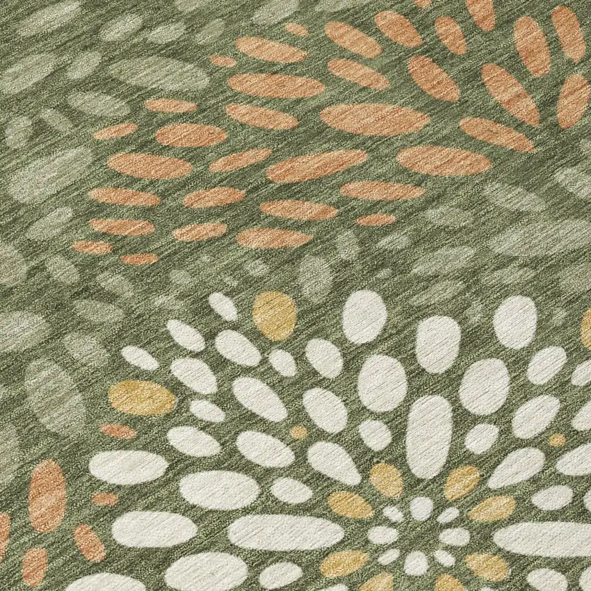 Olive Green And Green Abstract Washable Indoor Outdoor Area Rug Photo 5