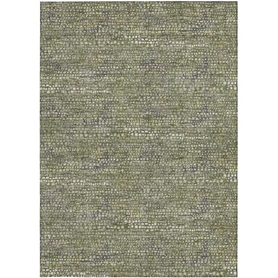 Olive Green And Green Abstract Washable Indoor Outdoor Area Rug Photo 3