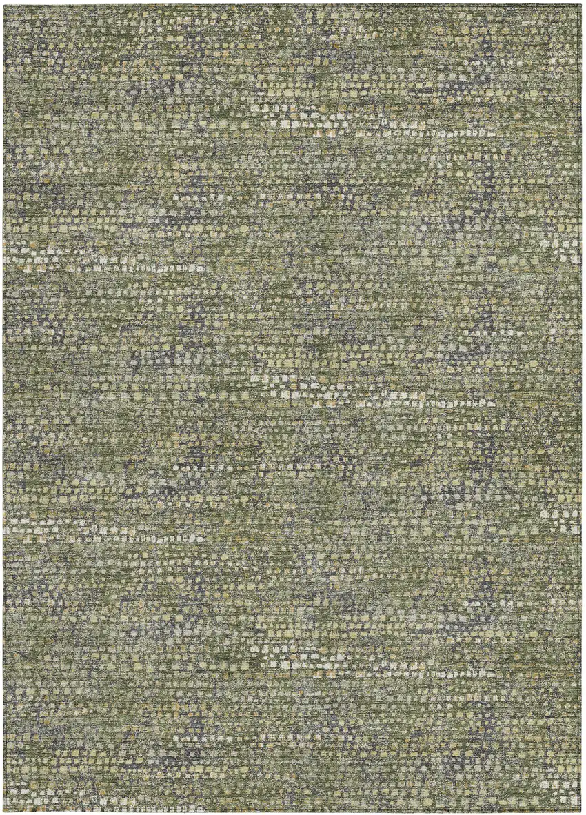 Olive Green And Green Abstract Washable Indoor Outdoor Area Rug Photo 3