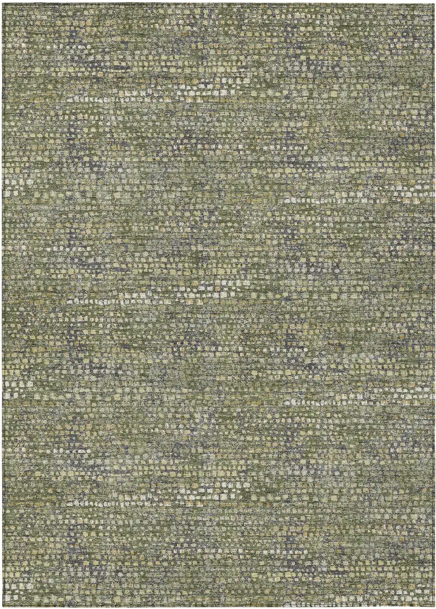 Olive Green And Green Abstract Washable Indoor Outdoor Area Rug Photo 1
