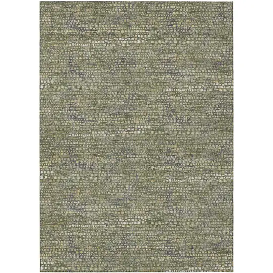 Olive Green And Green Abstract Washable Indoor Outdoor Area Rug Photo 1