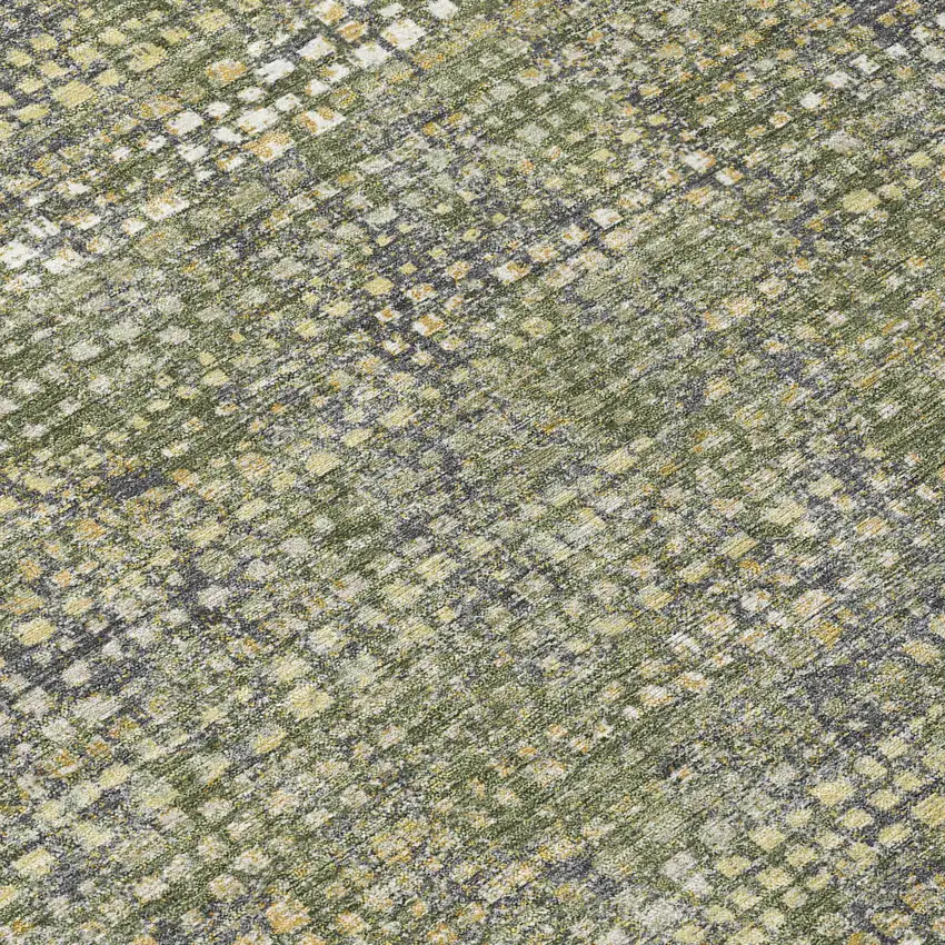 Olive Green And Green Abstract Washable Indoor Outdoor Area Rug Photo 5