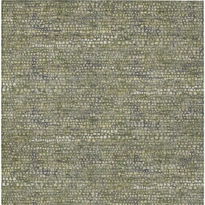 Olive Green And Green Abstract Washable Indoor Outdoor Area Rug Photo 3