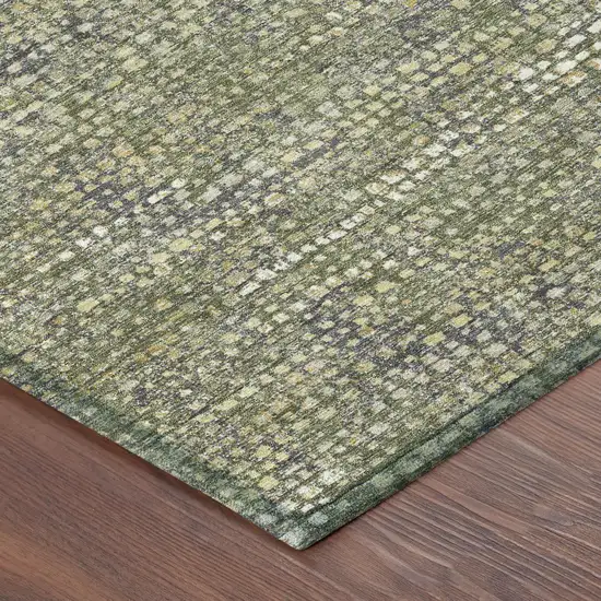 Olive Green And Green Abstract Washable Indoor Outdoor Area Rug Photo 4