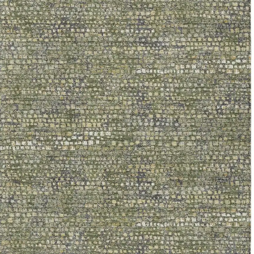 Olive Green And Green Abstract Washable Indoor Outdoor Area Rug Photo 2