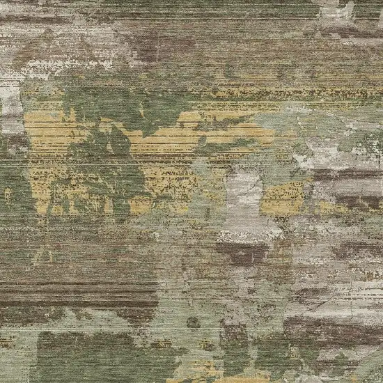 Olive Green And Green Abstract Washable Indoor Outdoor Area Rug Photo 2
