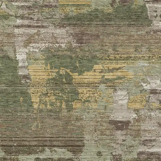 Olive Green And Green Abstract Washable Indoor Outdoor Area Rug Photo 2