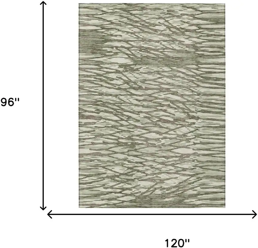 Olive Green And Green Abstract Washable Indoor Outdoor Area Rug Photo 5