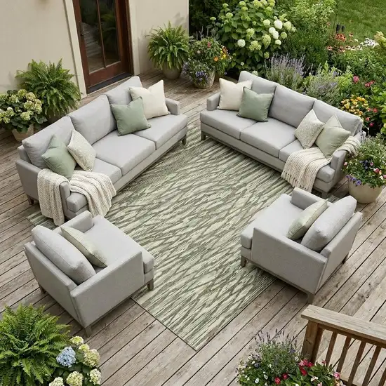 Olive Green And Green Abstract Washable Indoor Outdoor Area Rug Photo 1