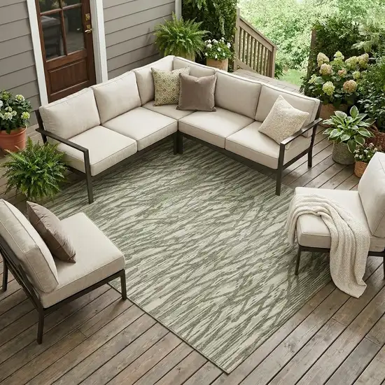 Olive Green And Green Abstract Washable Indoor Outdoor Area Rug Photo 1