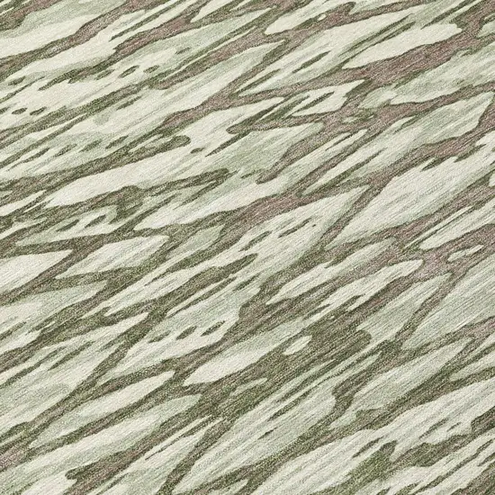 Olive Green And Green Abstract Washable Indoor Outdoor Area Rug Photo 4