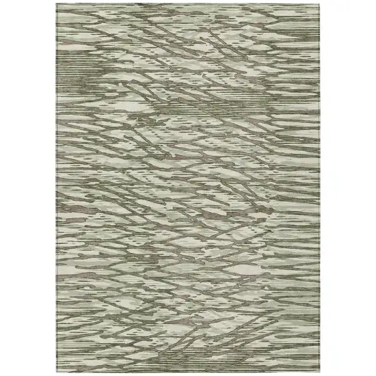 Olive Green And Green Abstract Washable Indoor Outdoor Area Rug Photo 2