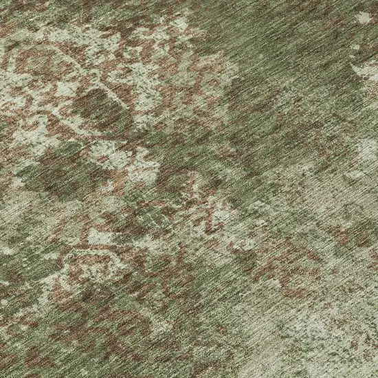 Olive Green And Green Abstract Washable Indoor Outdoor Area Rug Photo 4