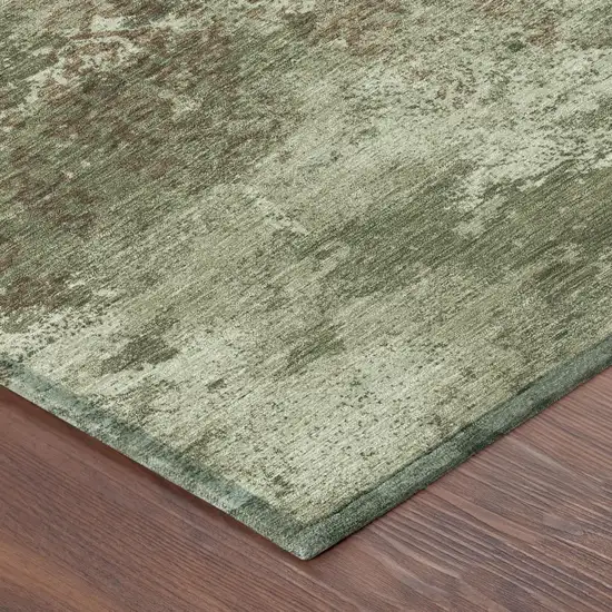 Olive Green And Green Abstract Washable Indoor Outdoor Area Rug Photo 3