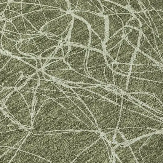 Olive Green And Green Abstract Washable Indoor Outdoor Area Rug Photo 4