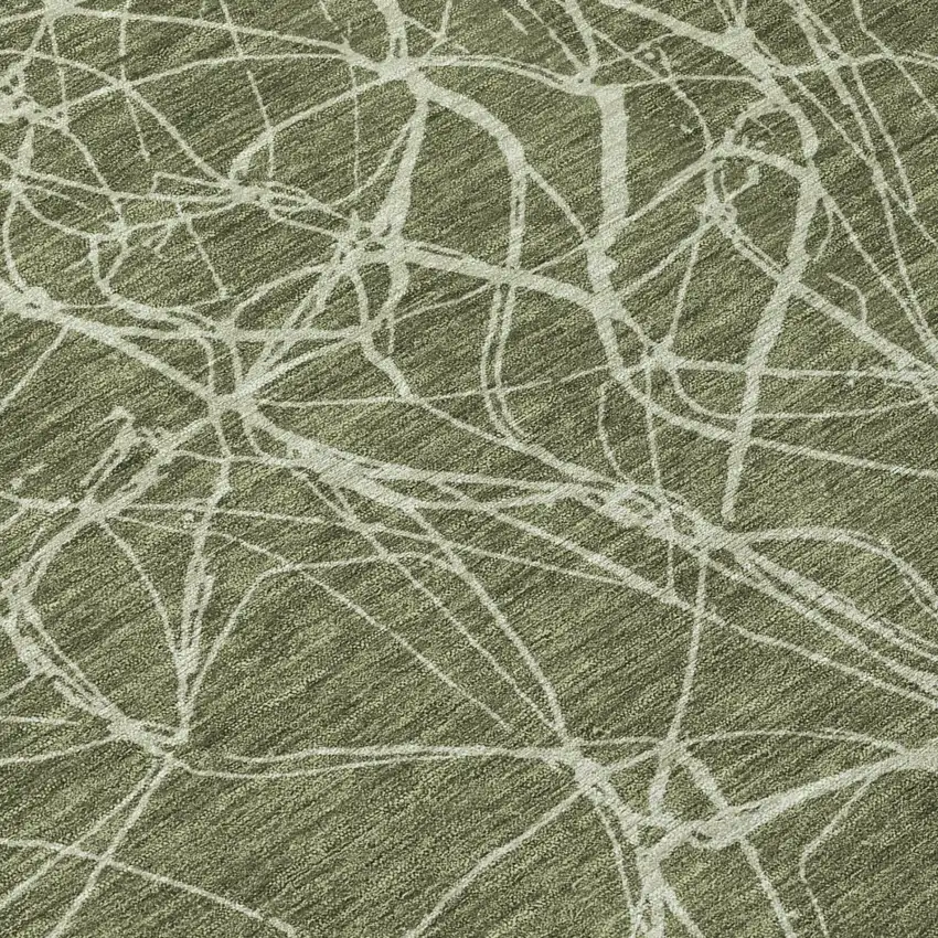 Olive Green And Green Abstract Washable Indoor Outdoor Area Rug Photo 4