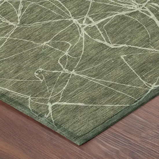 Olive Green And Green Abstract Washable Indoor Outdoor Area Rug Photo 3