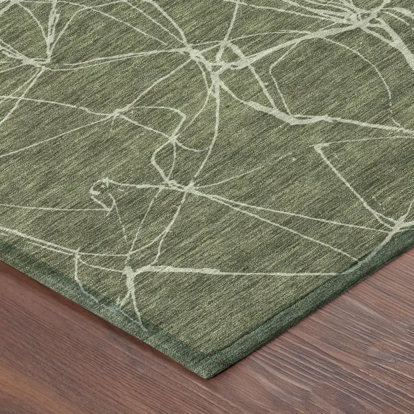 Olive Green And Green Abstract Washable Indoor Outdoor Area Rug Photo 3