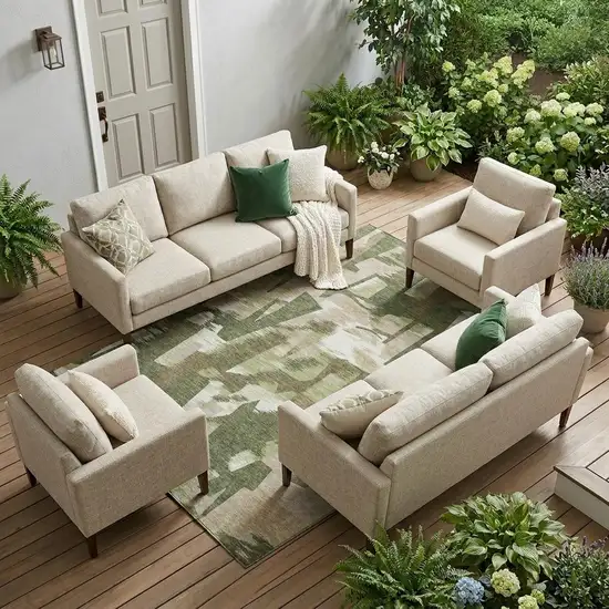 Olive Green And Green Abstract Washable Indoor Outdoor Area Rug Photo 1