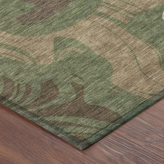 Olive Green And Green Abstract Washable Indoor Outdoor Area Rug Photo 3