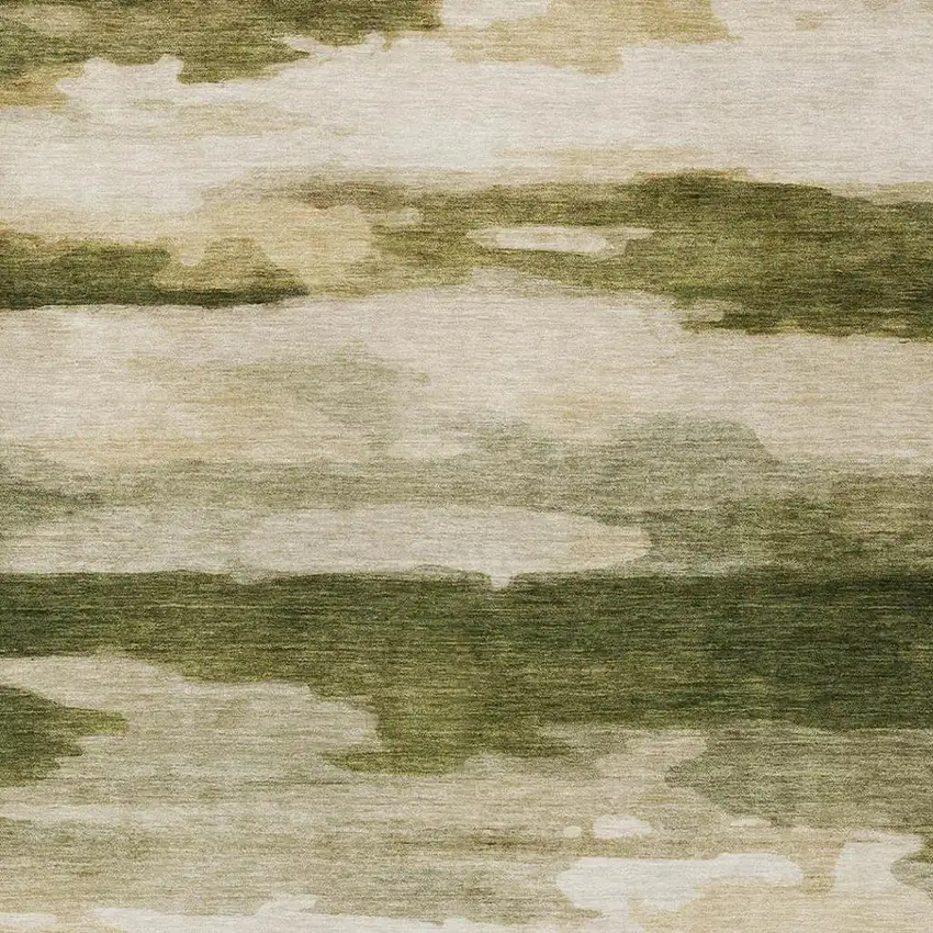 Olive Green And Green Abstract Washable Indoor Outdoor Area Rug Photo 1