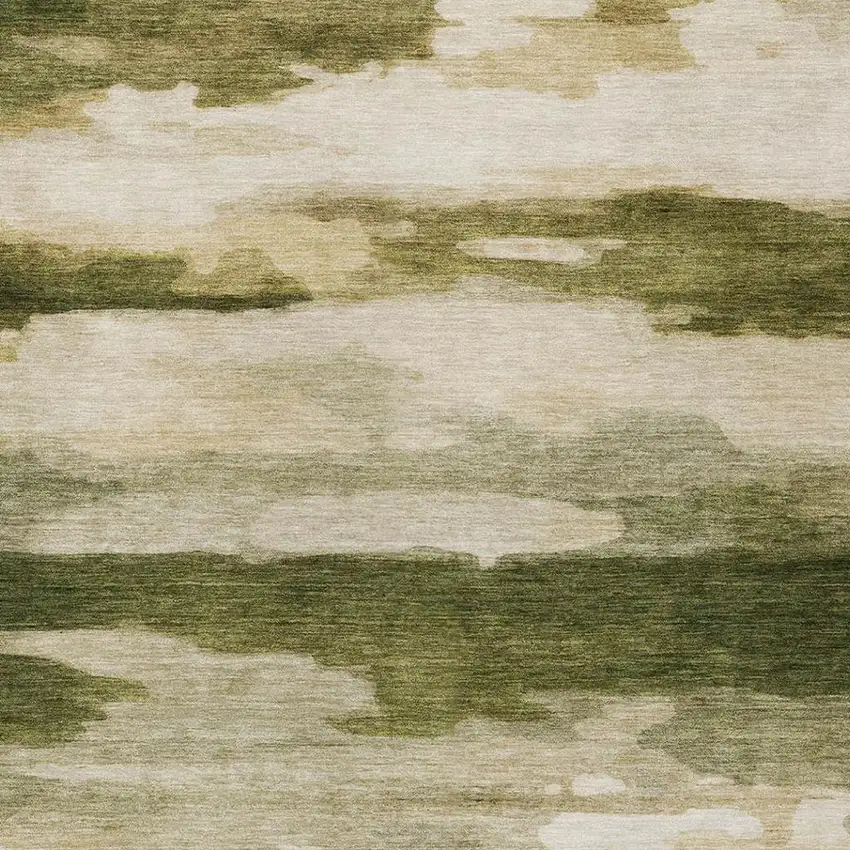 Olive Green And Green Abstract Washable Indoor Outdoor Area Rug Photo 9