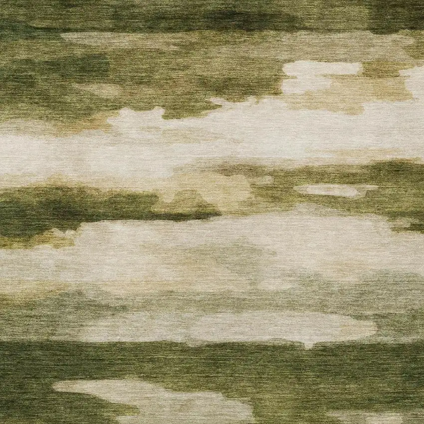 Olive Green And Green Abstract Washable Indoor Outdoor Area Rug Photo 5
