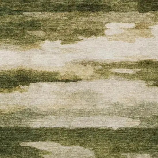 Olive Green And Green Abstract Washable Indoor Outdoor Area Rug Photo 5