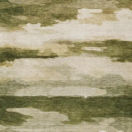Olive Green And Green Abstract Washable Indoor Outdoor Area Rug Photo 4