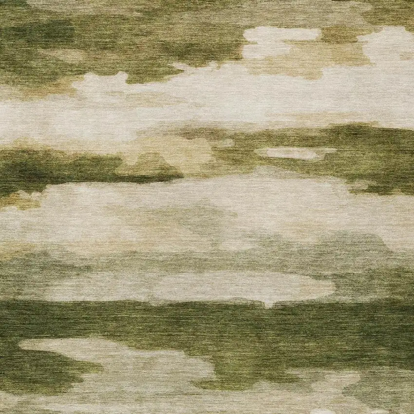 Olive Green And Green Abstract Washable Indoor Outdoor Area Rug Photo 4