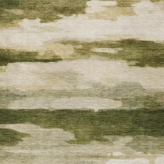 Olive Green And Green Abstract Washable Indoor Outdoor Area Rug Photo 5