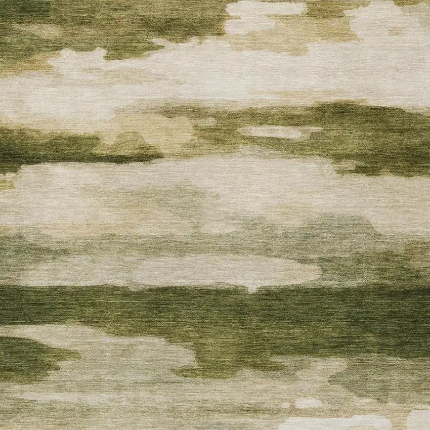 Olive Green And Green Abstract Washable Indoor Outdoor Area Rug Photo 5