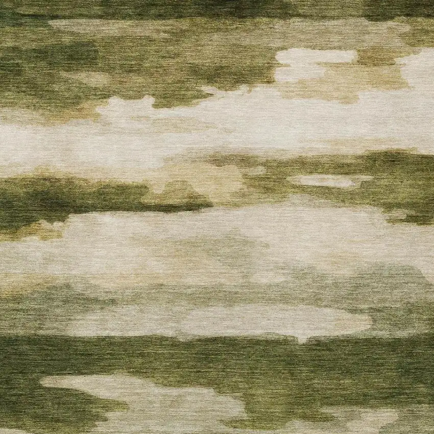 Olive Green And Green Abstract Washable Indoor Outdoor Area Rug Photo 2