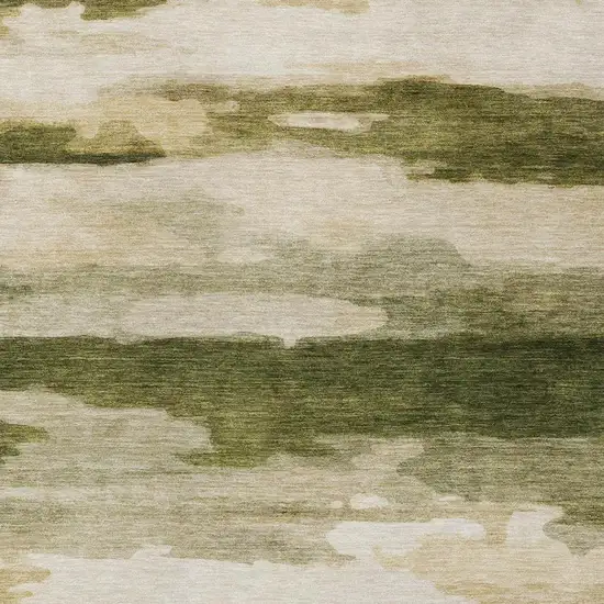 Olive Green And Green Abstract Washable Indoor Outdoor Area Rug Photo 4